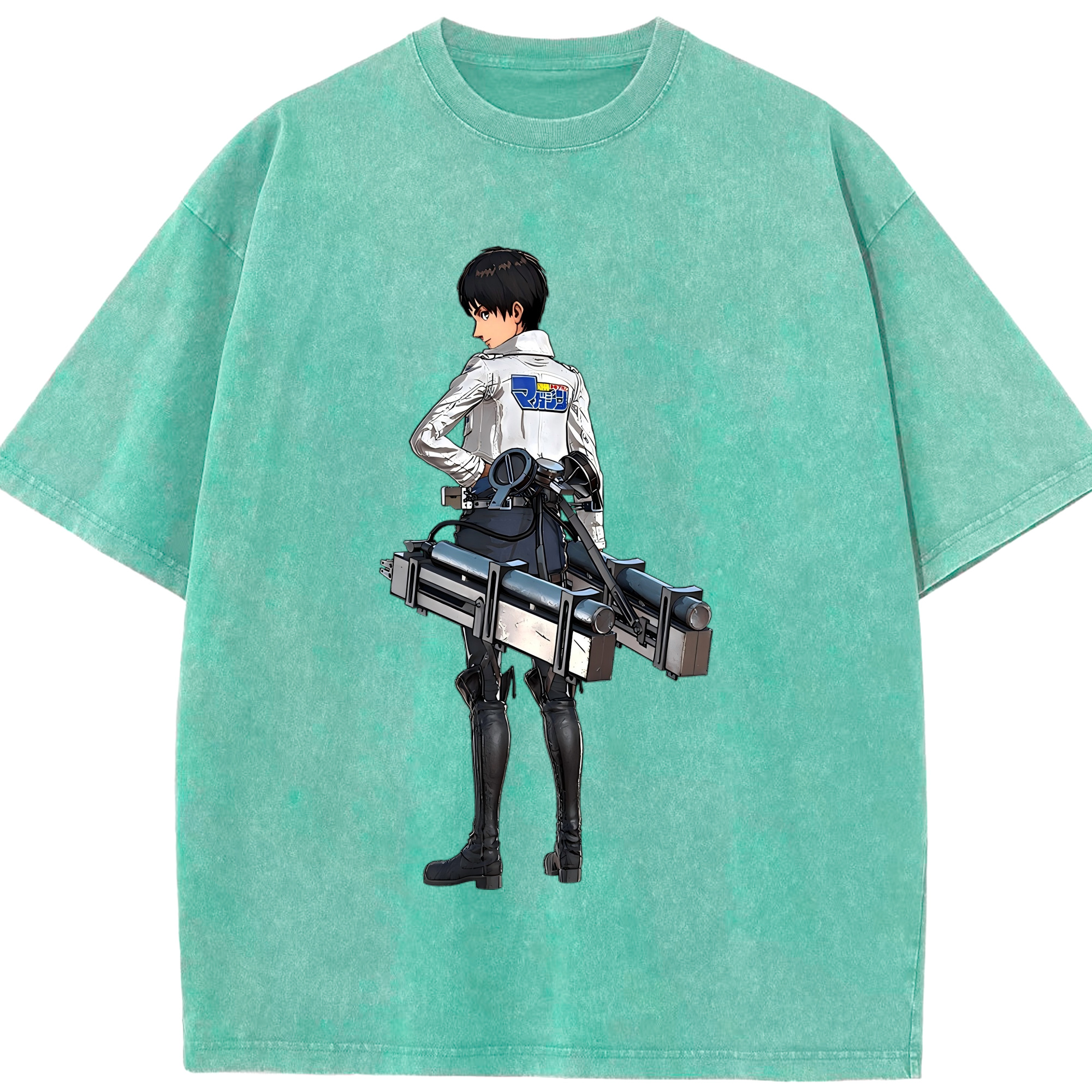 （画像用） 進撃の巨人 エレン･イェーガー Attack on Titan Eren Jäger 綿100% ヴィンテージ風 半袖Tシャツ（フロントプリント）